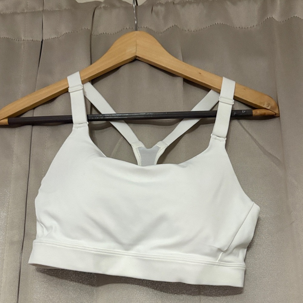 Women's White Strappy Sports Bra